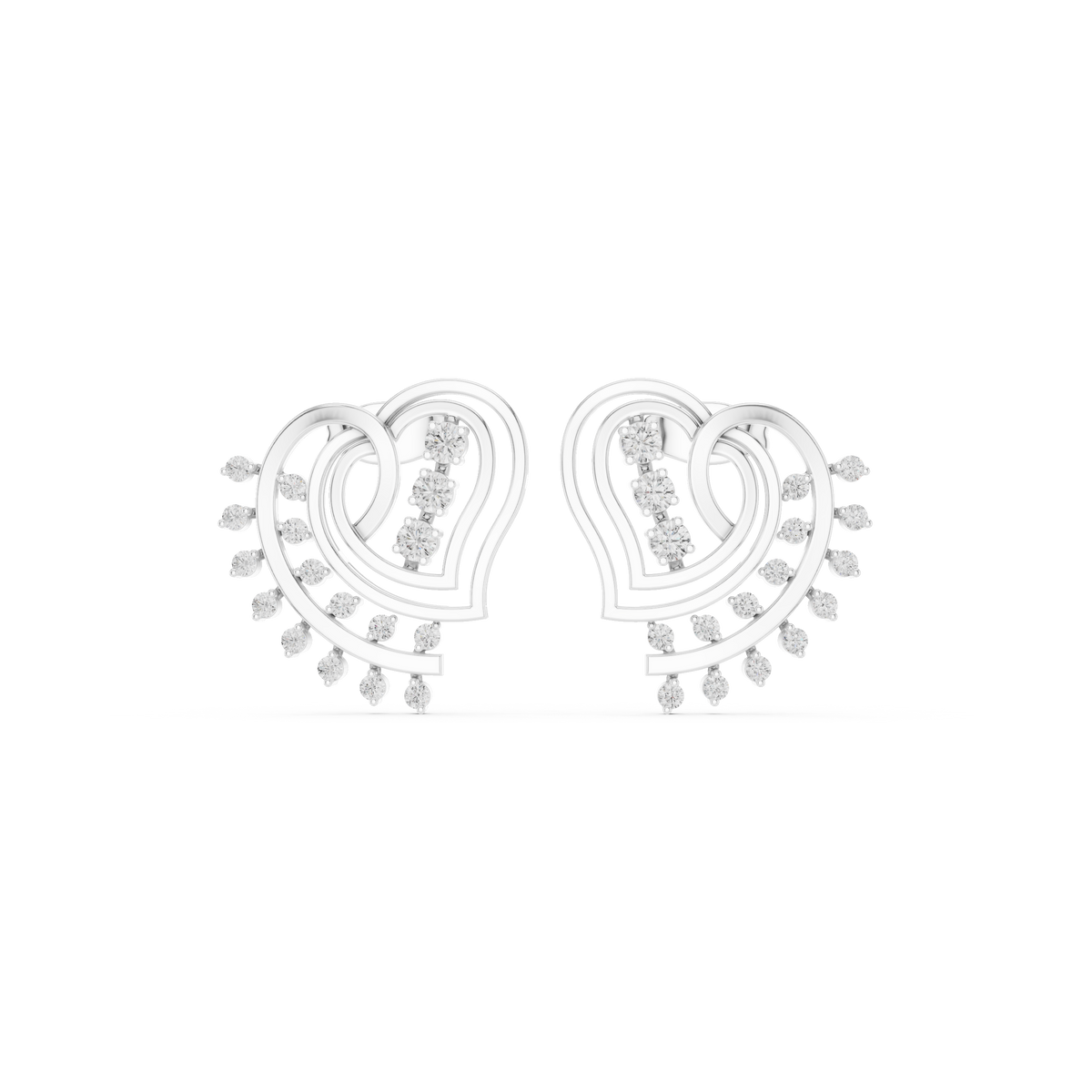 Avelyne Heart Fringe Diamond Studs