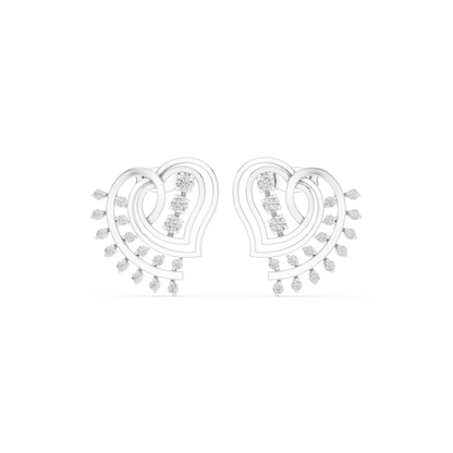 Avelyne Heart Fringe Diamond Studs