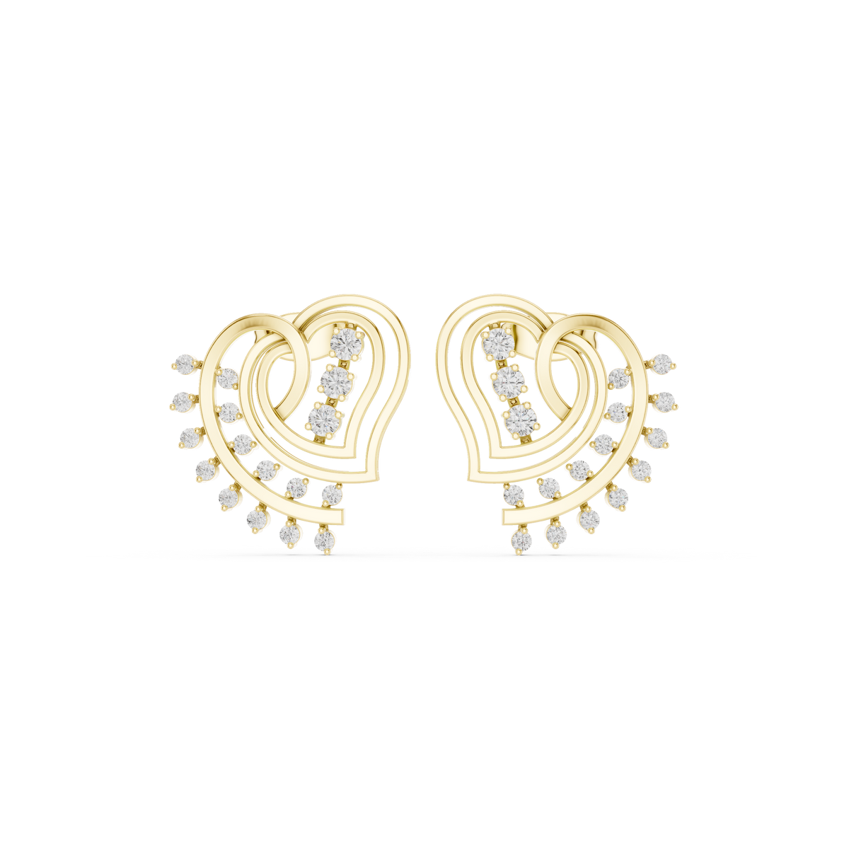 Avelyne Heart Fringe Diamond Studs