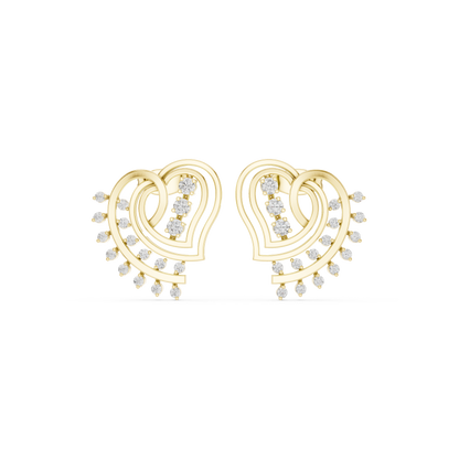 Avelyne Heart Fringe Diamond Studs