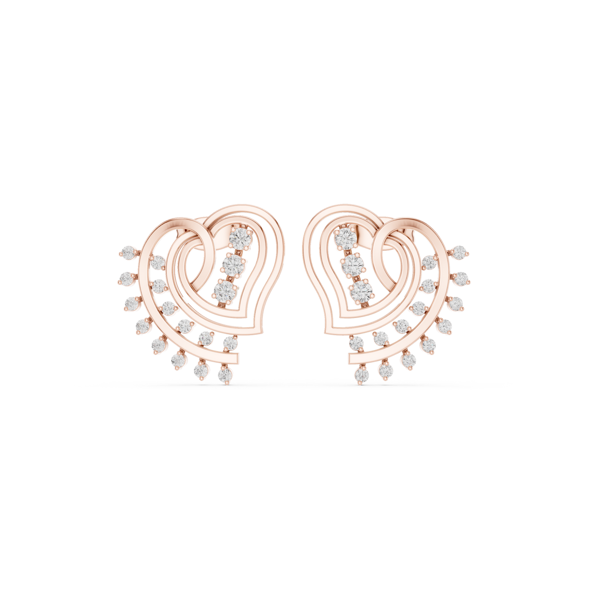 Avelyne Heart Fringe Diamond Studs