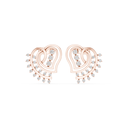 Avelyne Heart Fringe Diamond Studs