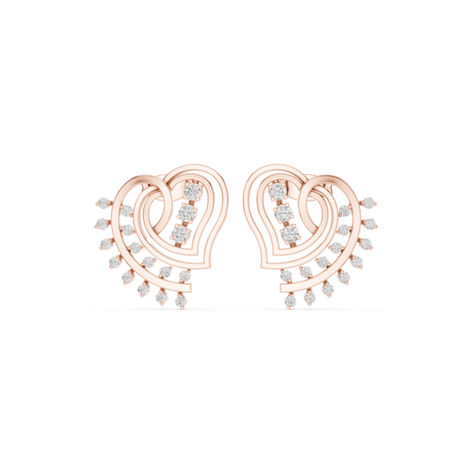 Avelyne Heart Fringe Diamond Studs