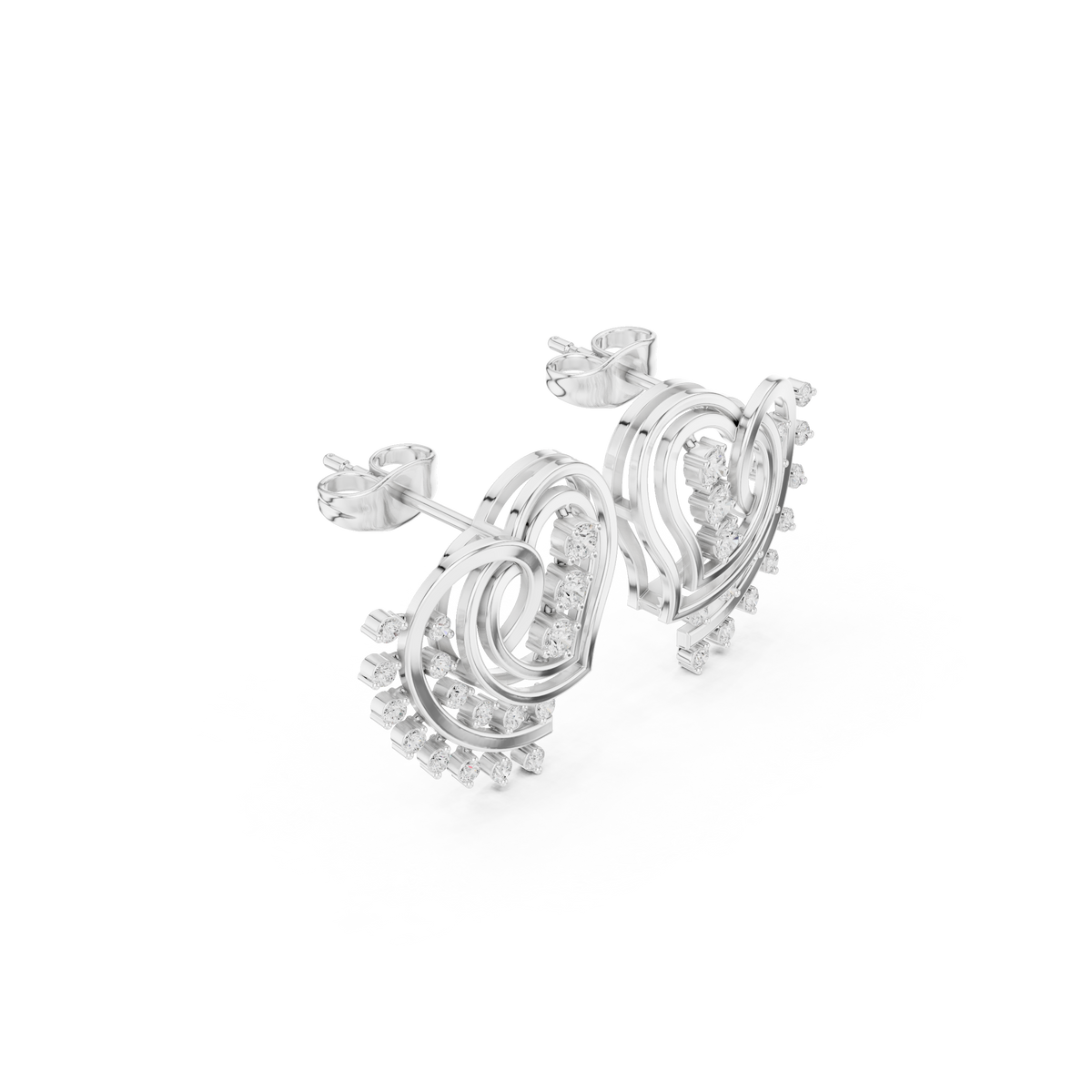 Avelyne Heart Fringe Diamond Studs