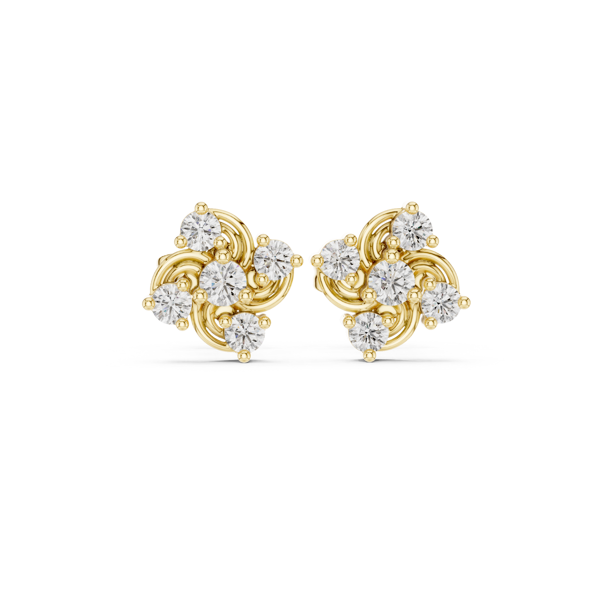 Virelisse Swirling Floral Diamond Studs