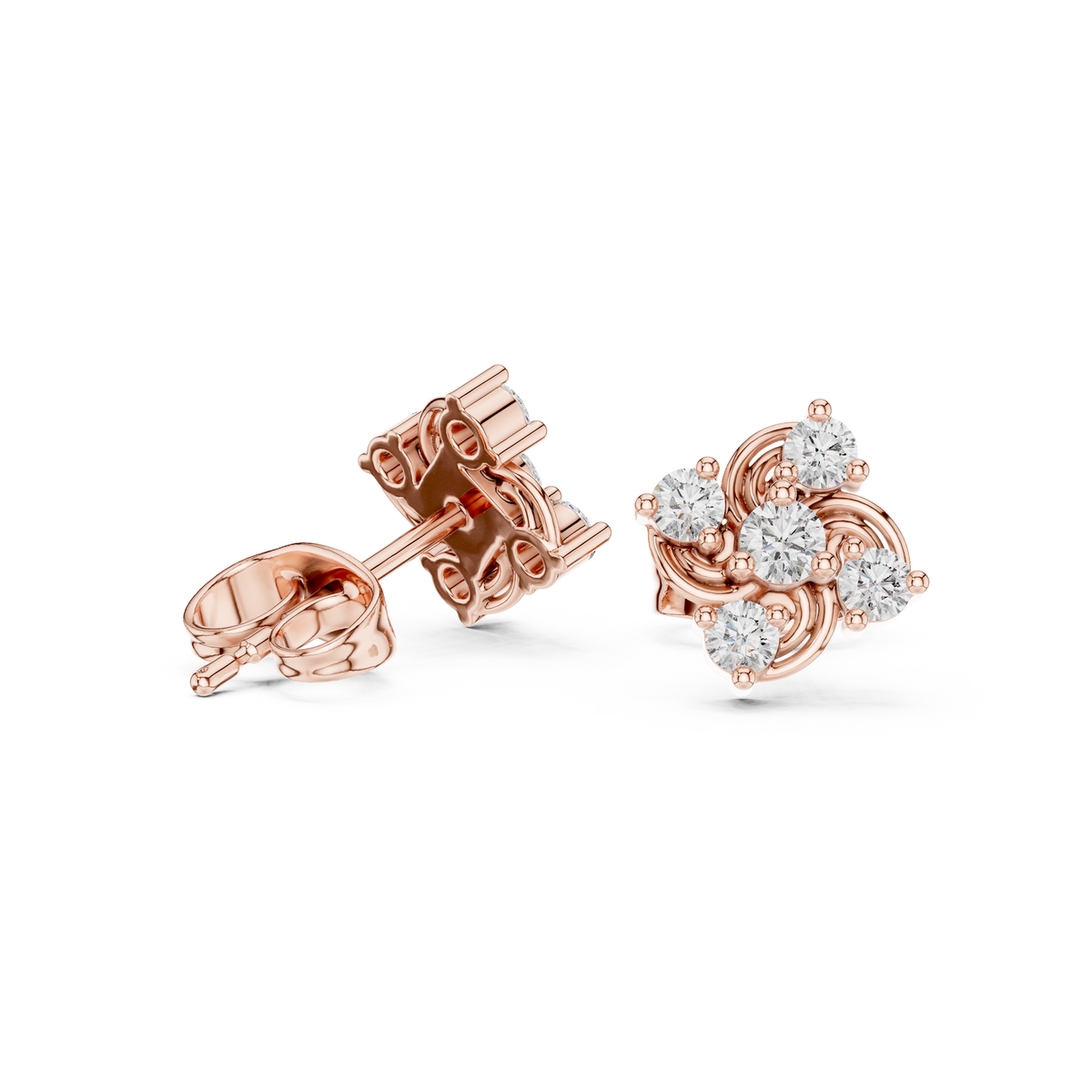 Virelisse Swirling Floral Diamond Studs