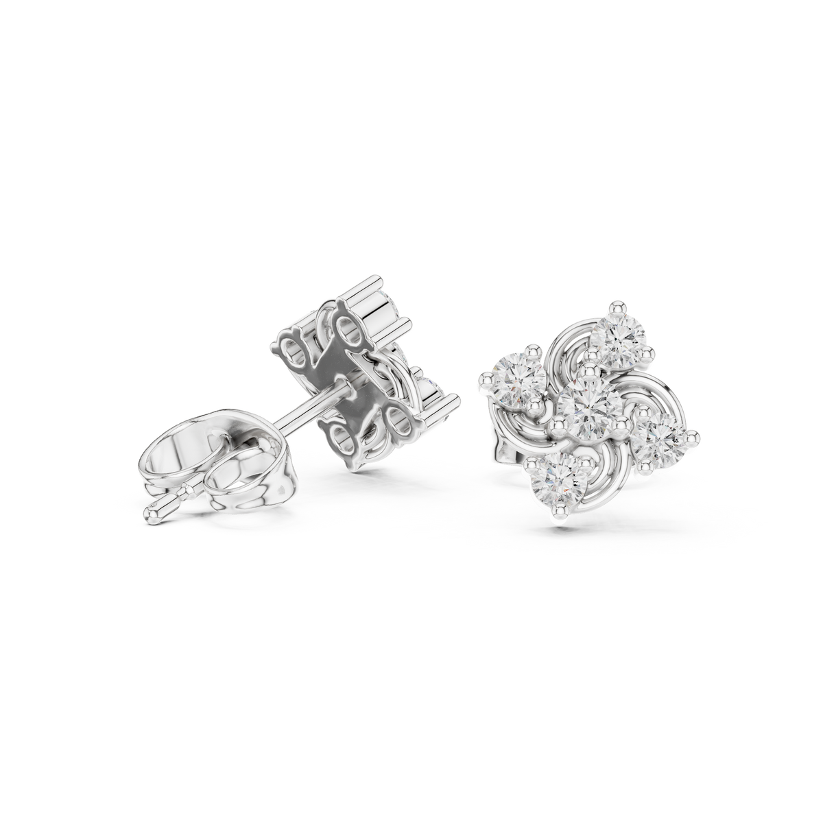 Virelisse Swirling Floral Diamond Studs