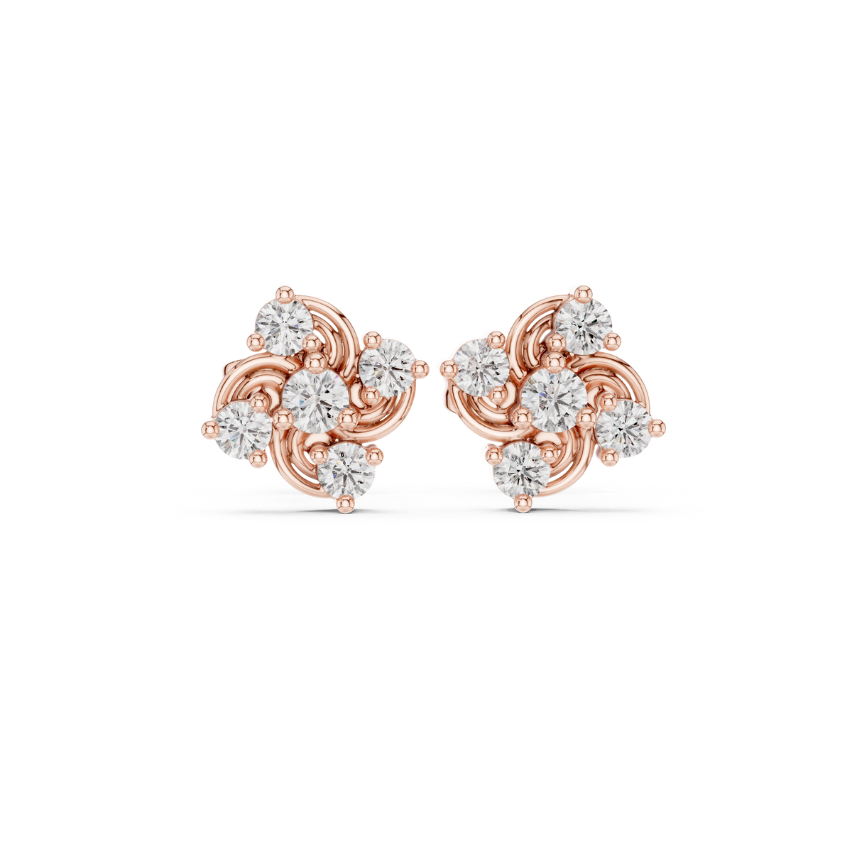 Virelisse Swirling Floral Diamond Studs