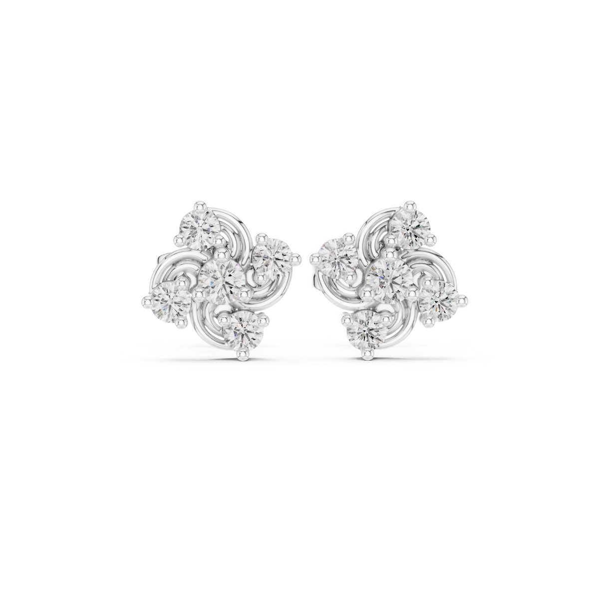 Virelisse Swirling Floral Diamond Studs