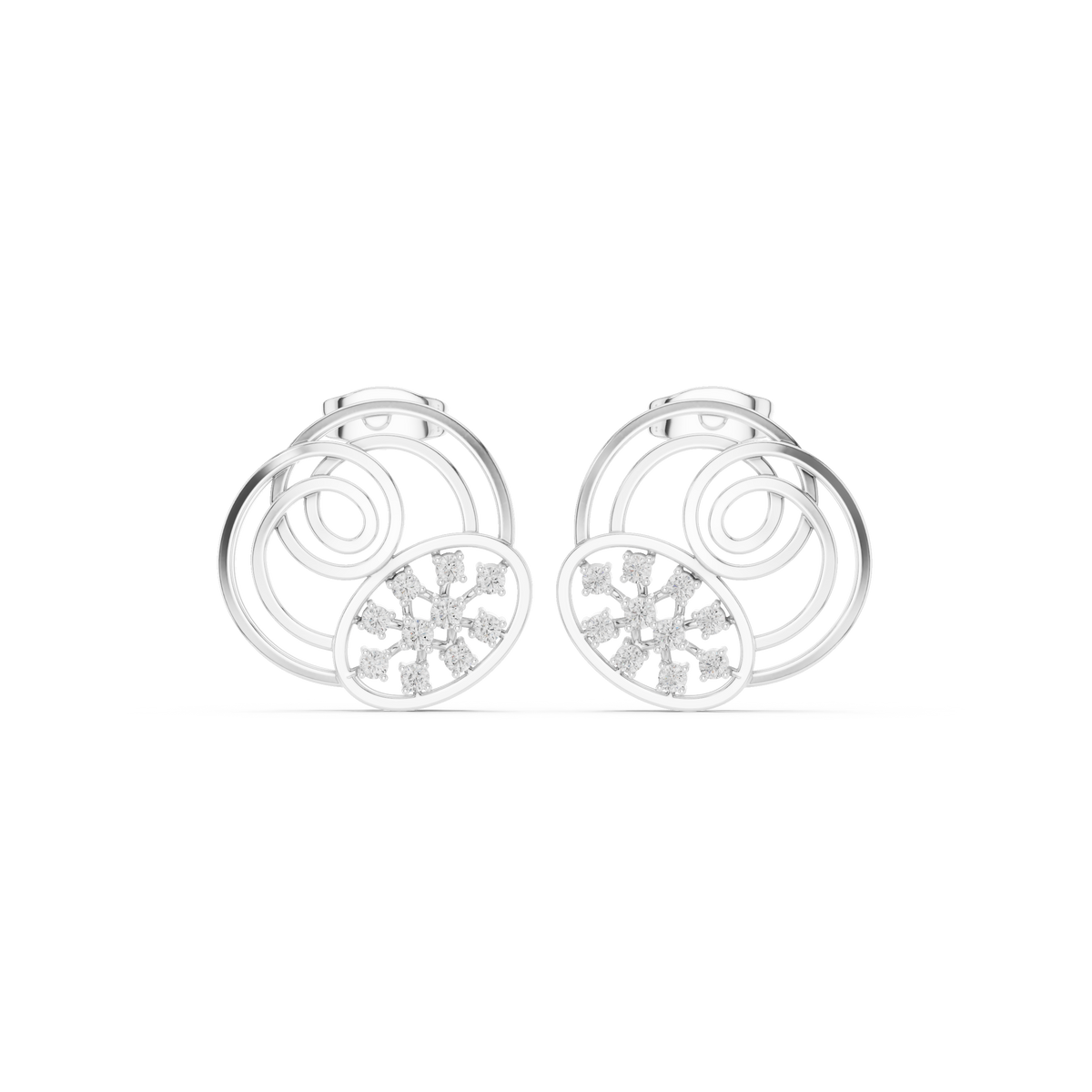 Sorellia Concentric Floral Diamond Studs