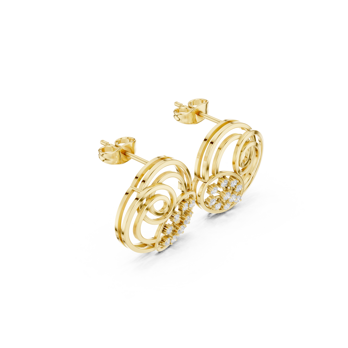 Sorellia Concentric Floral Diamond Studs