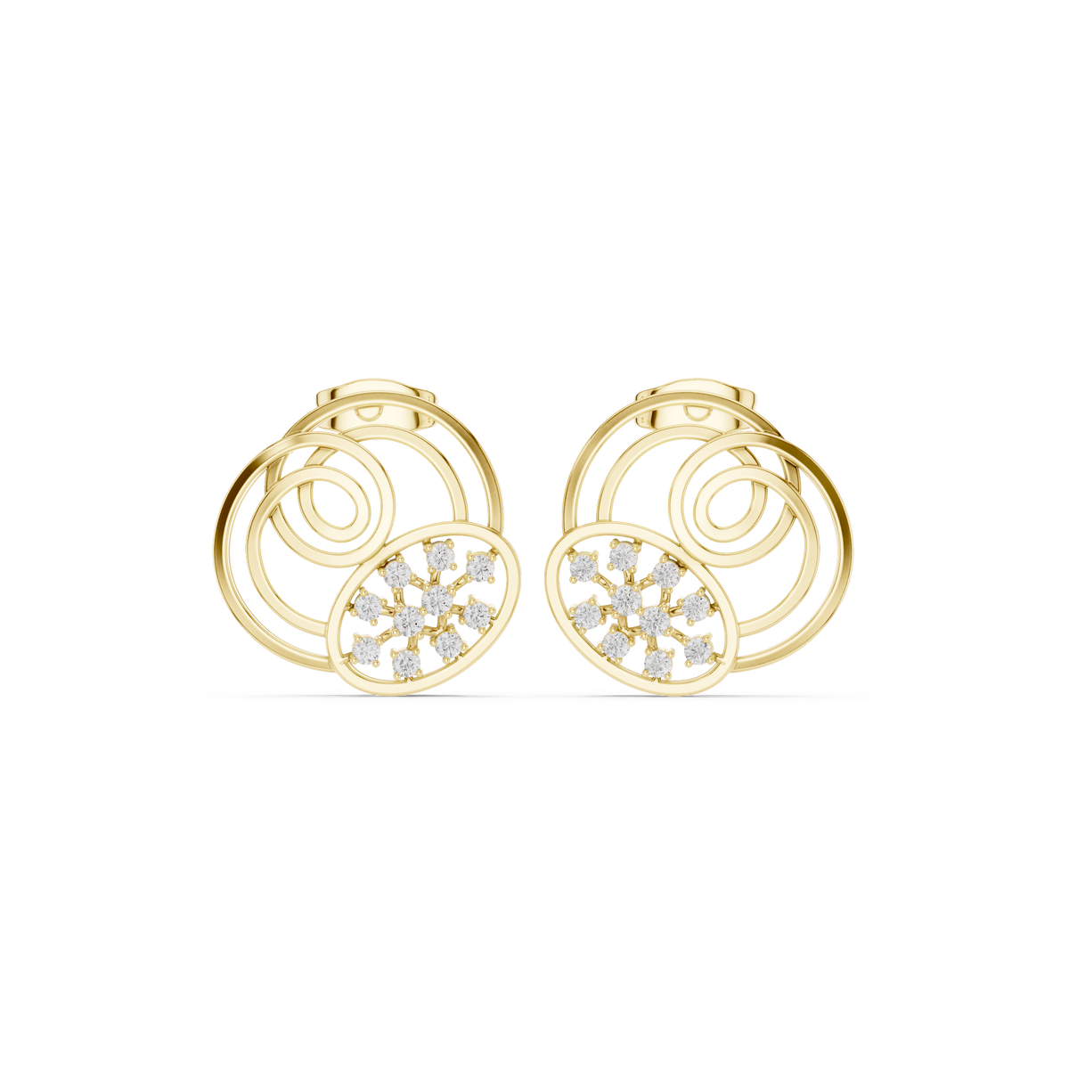 Sorellia Concentric Floral Diamond Studs
