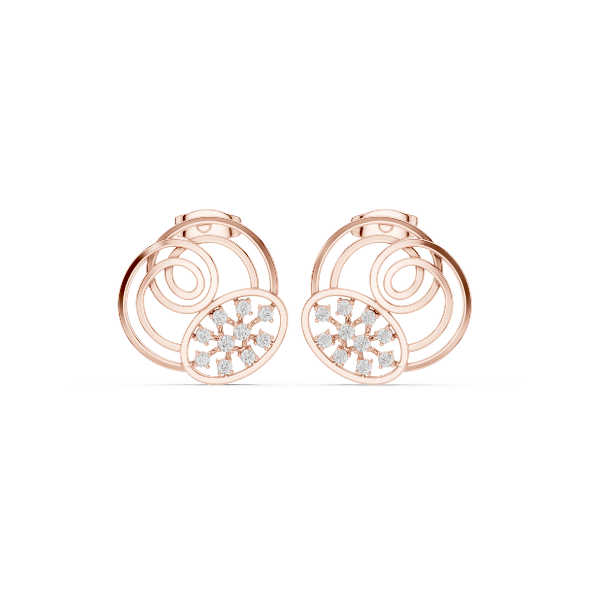 Sorellia Concentric Floral Diamond Studs