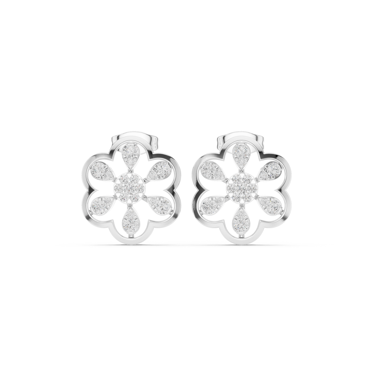 Elarienne Six Petal Diamond Studs
