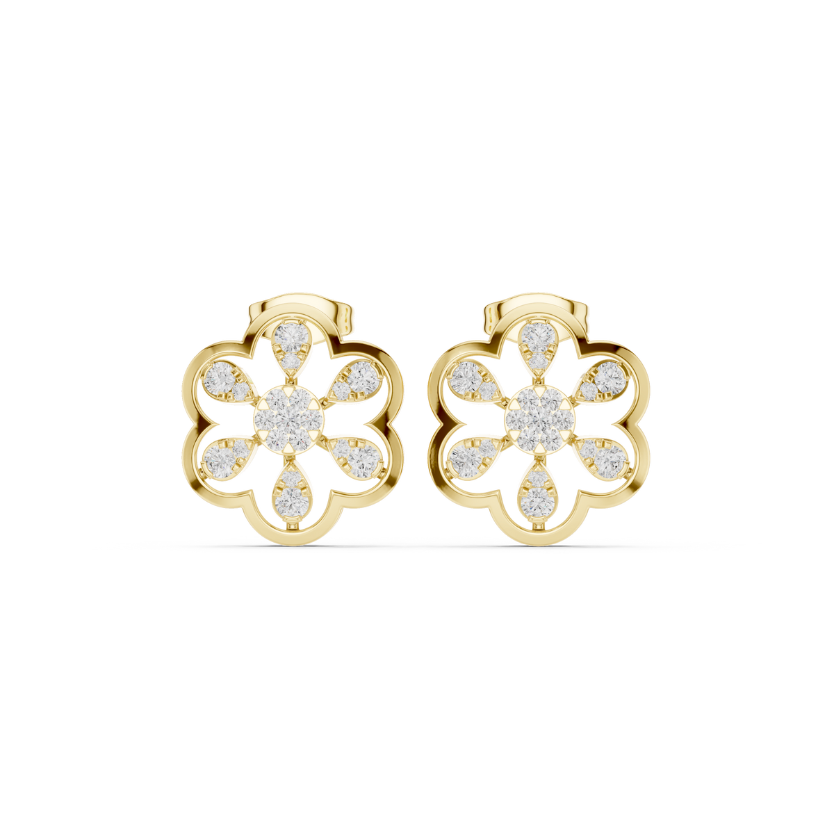 Elarienne Six Petal Diamond Studs