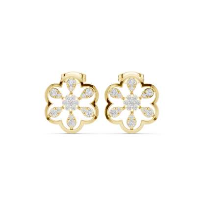 Elarienne Six Petal Diamond Studs