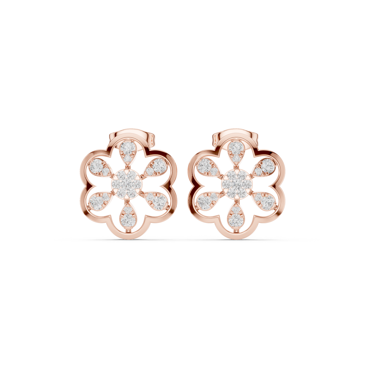 Elarienne Six Petal Diamond Studs