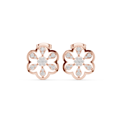 Elarienne Six Petal Diamond Studs