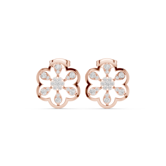 Elarienne Six Petal Diamond Studs