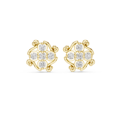 Orvella Scrollwork Floral Diamond Studs