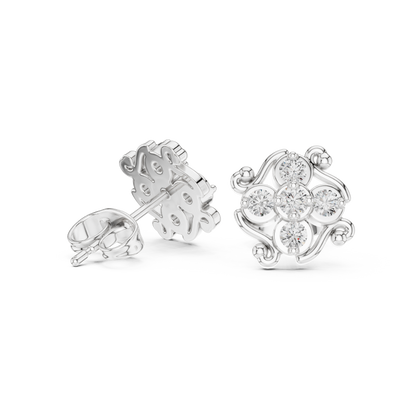 Orvella Scrollwork Floral Diamond Studs