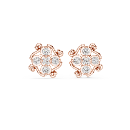 Orvella Scrollwork Floral Diamond Studs