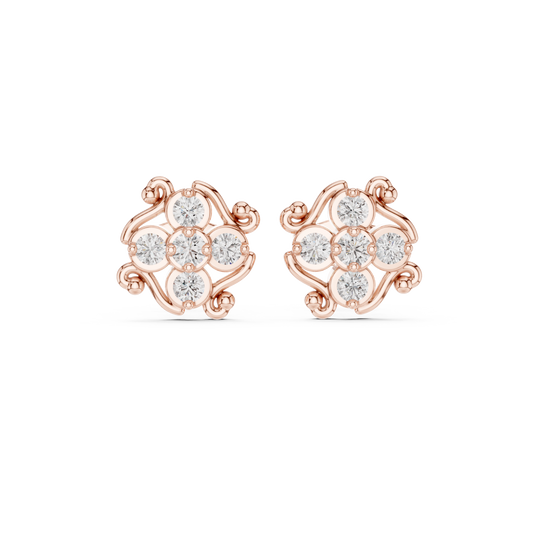 Orvella Scrollwork Floral Diamond Studs