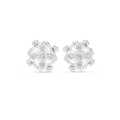 Orvella Scrollwork Floral Diamond Studs