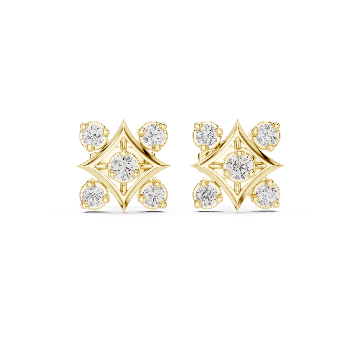 Cavienne Square Bloom Diamond Studs