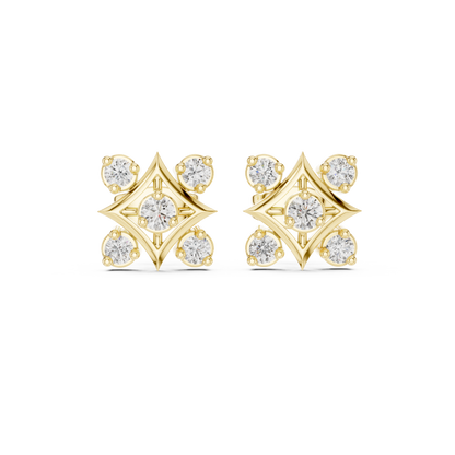Cavienne Square Bloom Diamond Studs