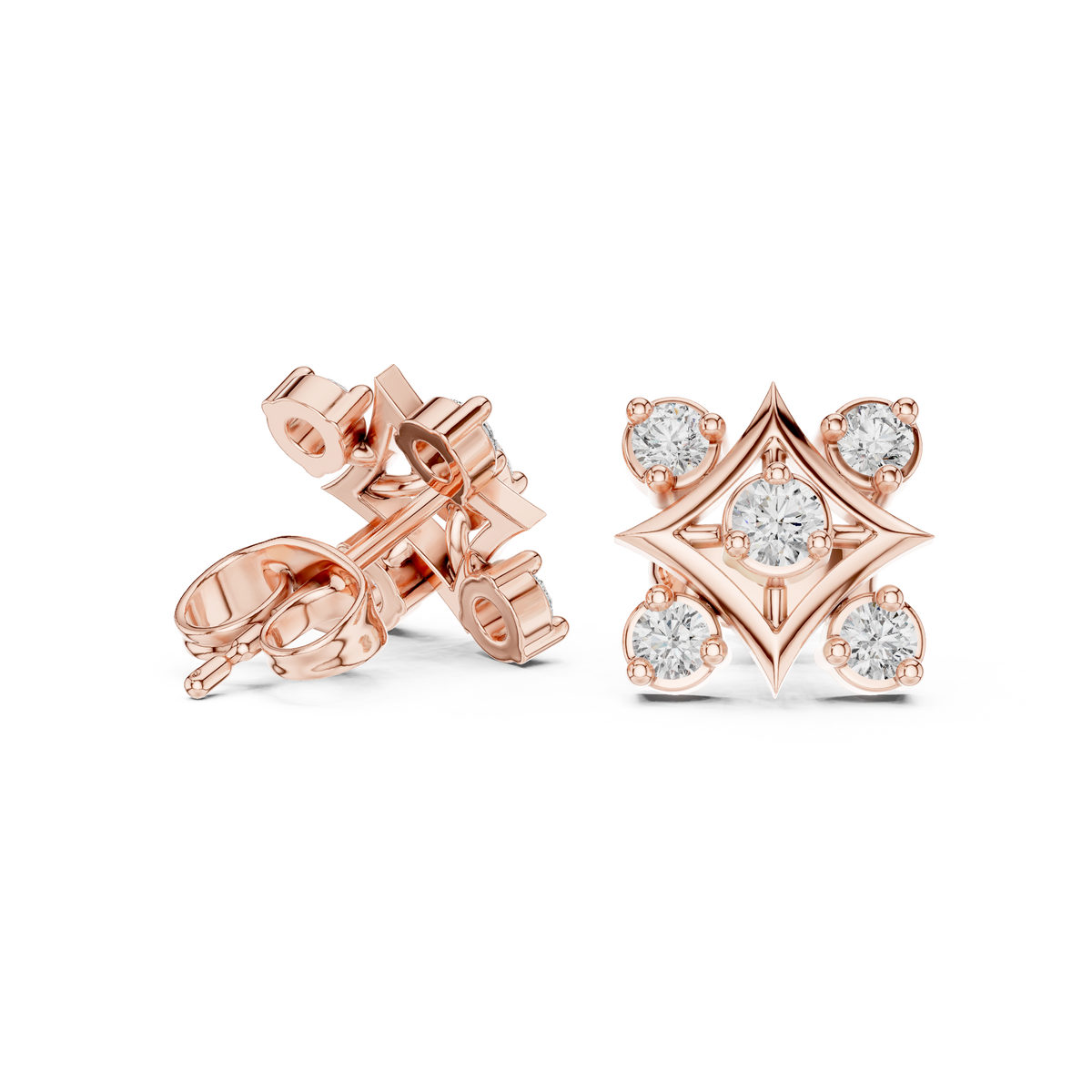 Cavienne Square Bloom Diamond Studs