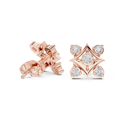 Cavienne Square Bloom Diamond Studs