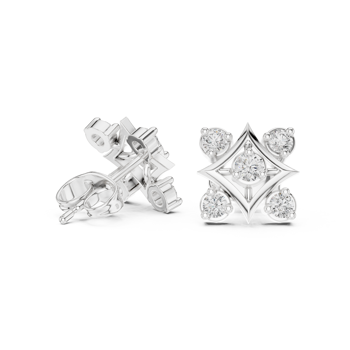 Cavienne Square Bloom Diamond Studs