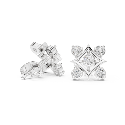 Cavienne Square Bloom Diamond Studs
