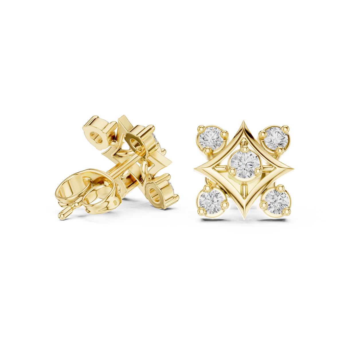 Cavienne Square Bloom Diamond Studs