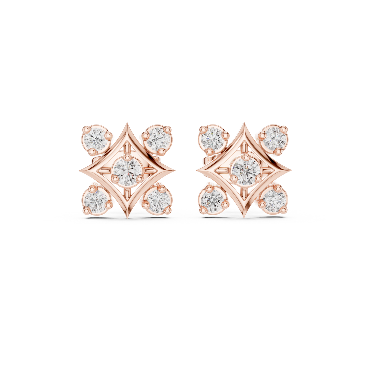 Cavienne Square Bloom Diamond Studs