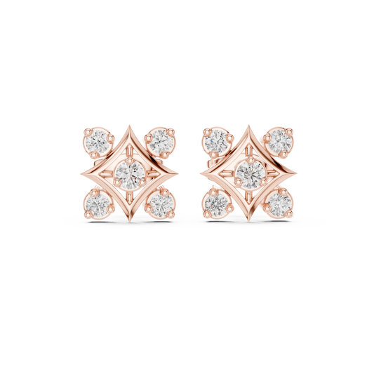 Cavienne Square Bloom Diamond Studs