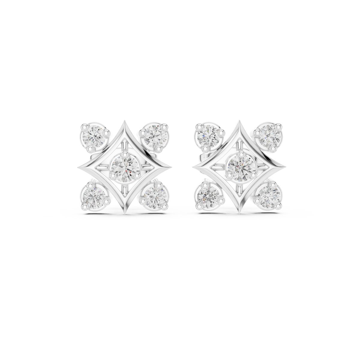 Cavienne Square Bloom Diamond Studs