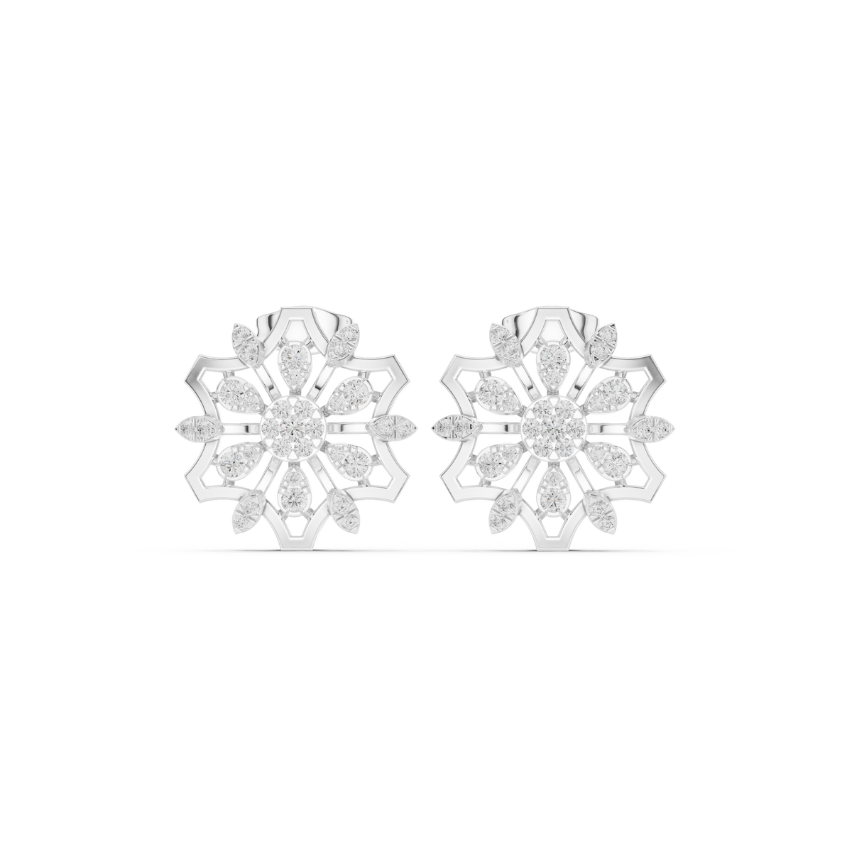 Regal Bloom Geometric Diamond Studs