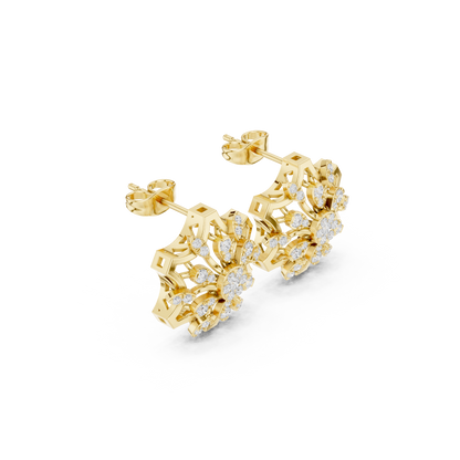 Regal Bloom Geometric Diamond Studs