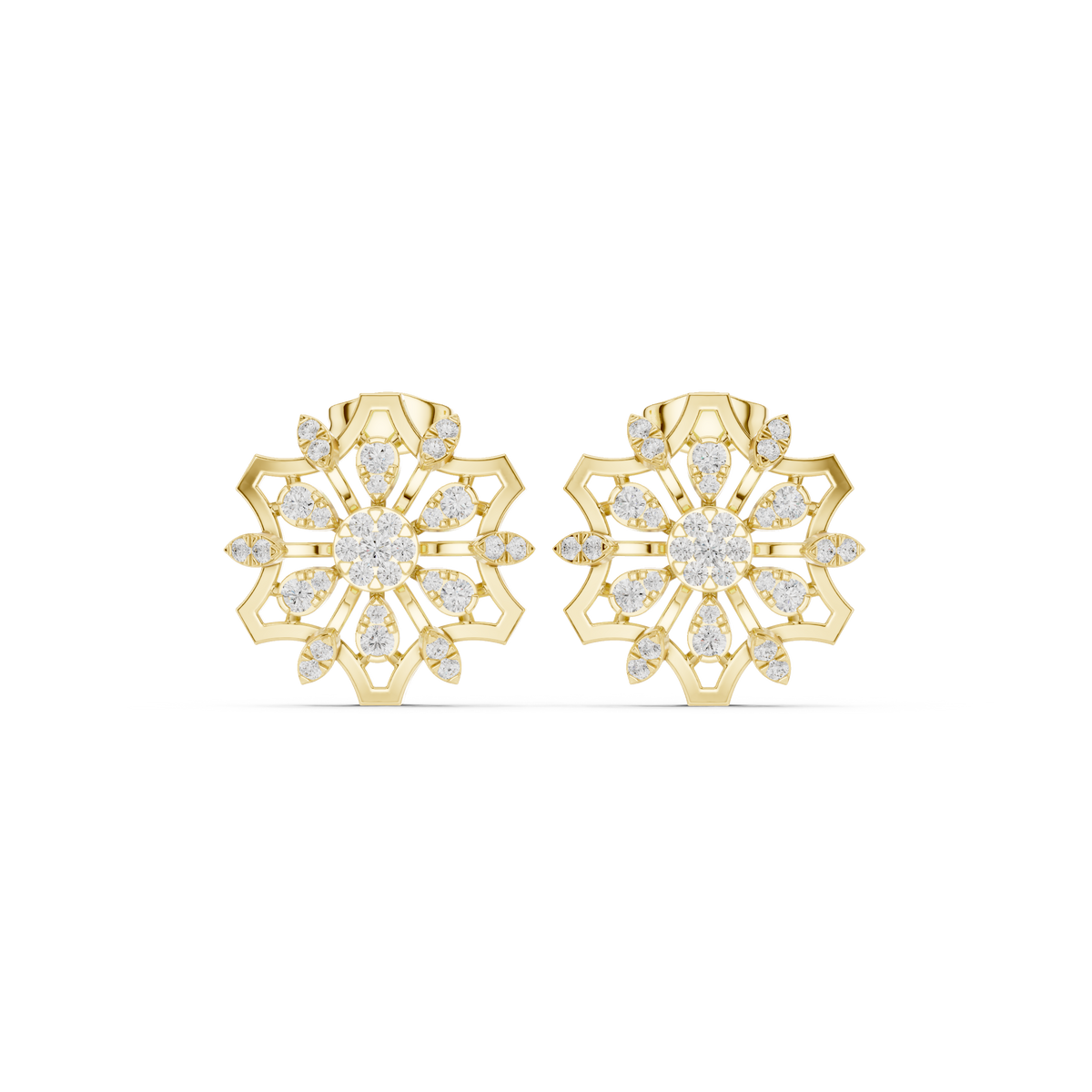 Regal Bloom Geometric Diamond Studs