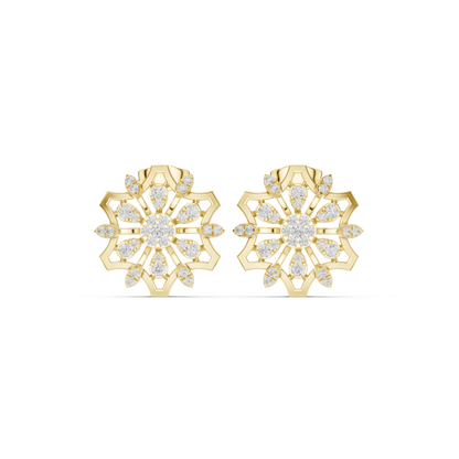 Regal Bloom Geometric Diamond Studs