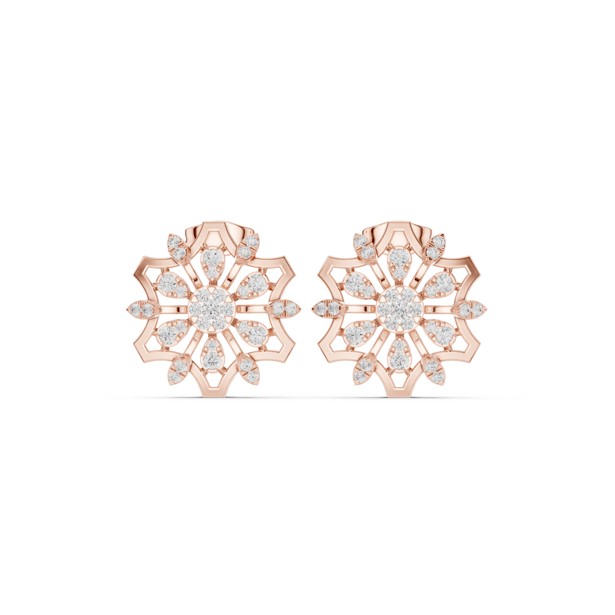 Regal Bloom Geometric Diamond Studs
