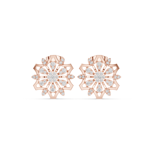 Regal Bloom Geometric Diamond Studs