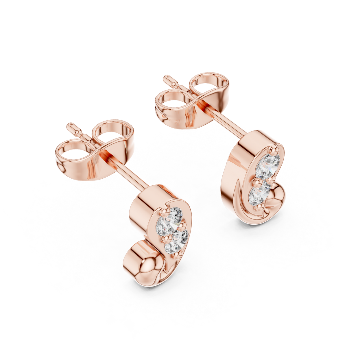 Sculpted Duo Curve Diamond Studs
