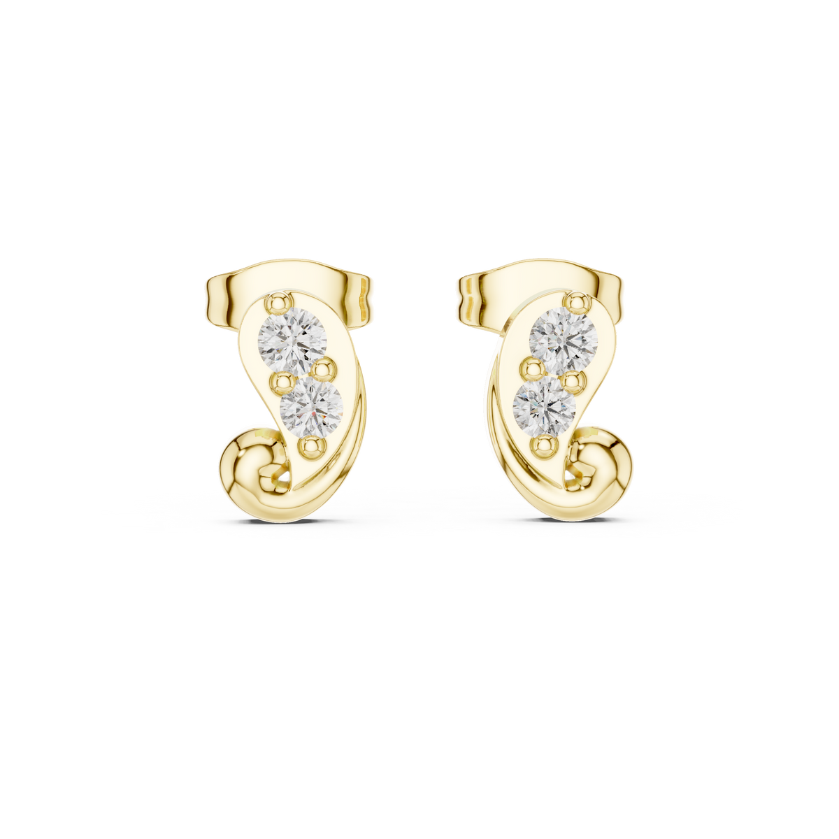 Sculpted Duo Curve Diamond Studs