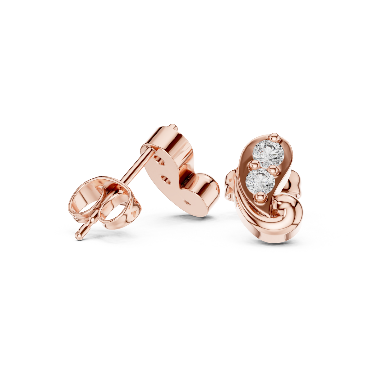 Sculpted Duo Curve Diamond Studs