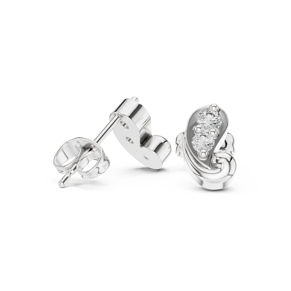 Sculpted Duo Curve Diamond Studs