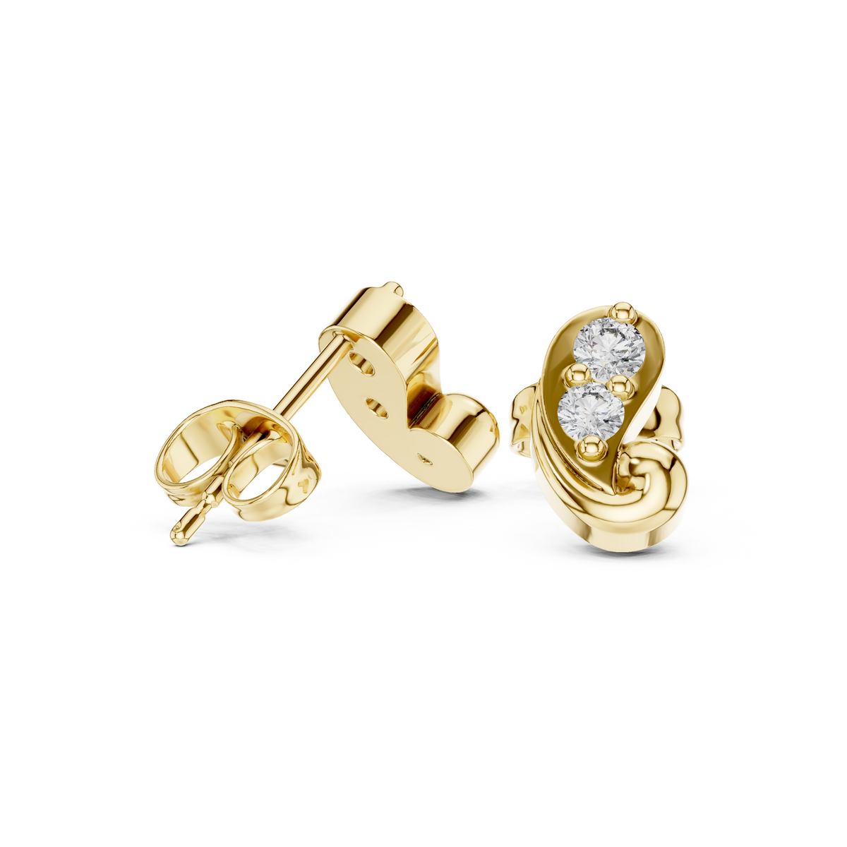 Sculpted Duo Curve Diamond Studs