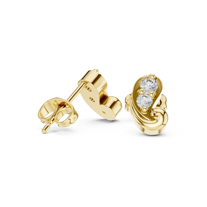 Sculpted Duo Curve Diamond Studs